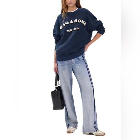 RAG & BONE Miramar Terry Wide Leg Track Pants in color CONEY Size Small - Picture 3 of 12